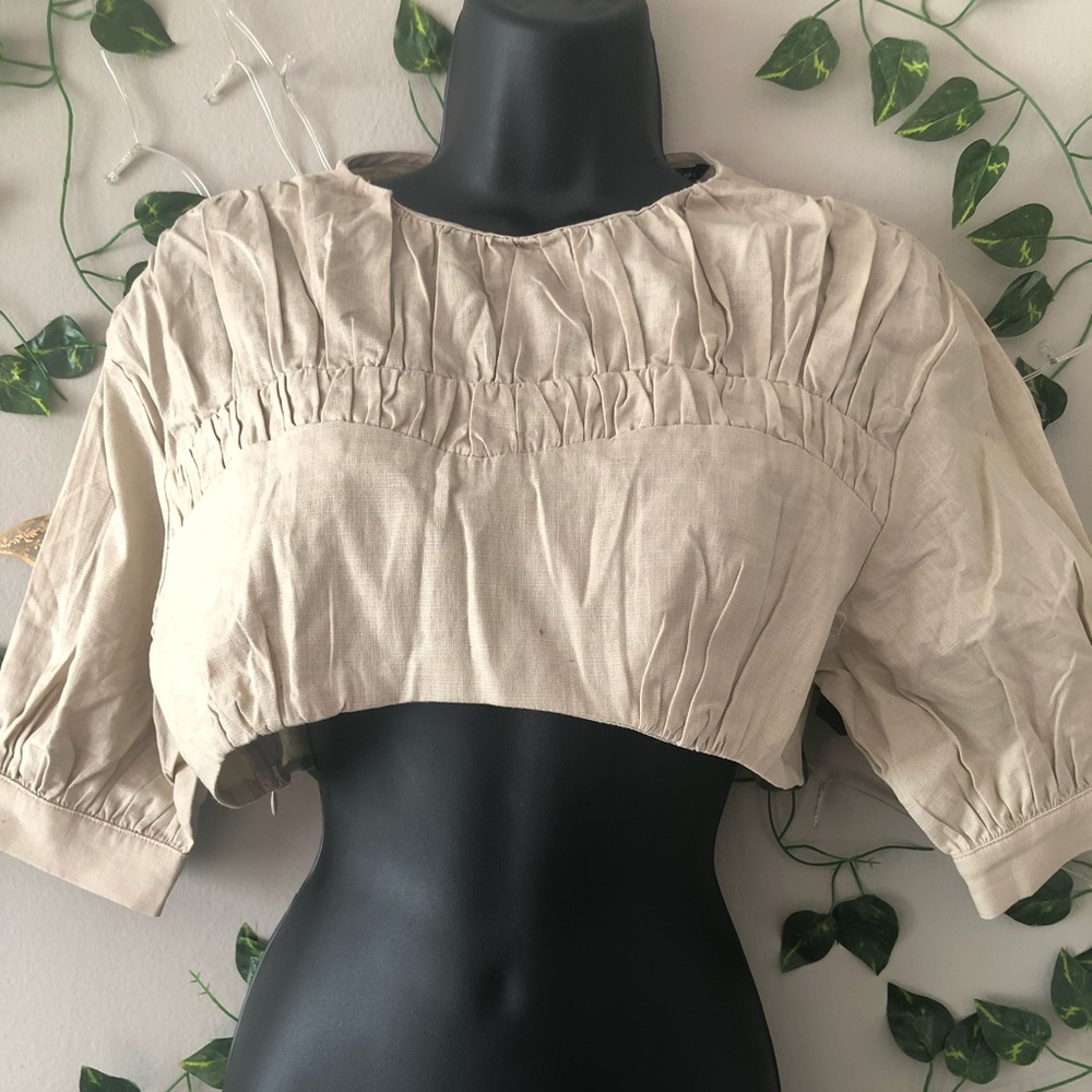 Linen beige crop top NEW